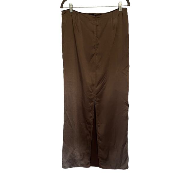 Motel Satin Maxi Slip Skirt Sz M Olive Y2K Whimsigoth Indie Sleaze Satin Grunge - Picture 3 of 14